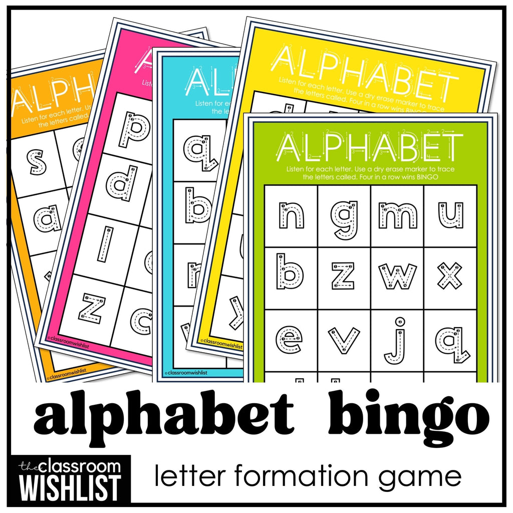 Alphabet Letter Formation Bingo Game | Lowercase Letter Tracing - Hot Chocolate Teachables