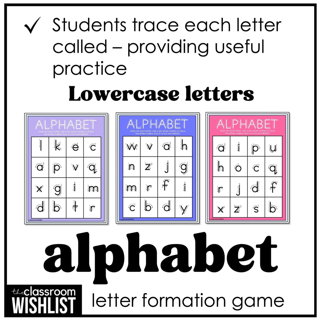 Alphabet Letter Formation Bingo Game | Practice Lowercase Letters - Hot Chocolate Teachables