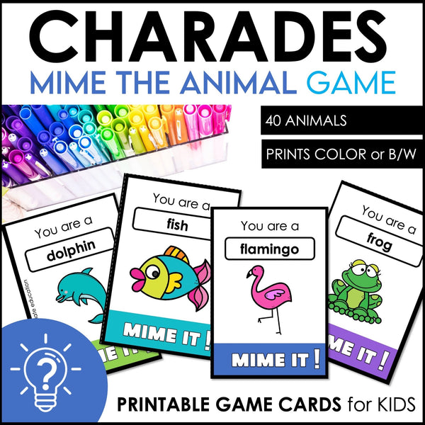 Animal Charades : Miming Vocabulary Game for Kids - Hot Chocolate Teachables