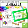 Animal Vocabulary CLIP CARD activity task cards for ELL - ESL - EFL - Hot Chocolate Teachables