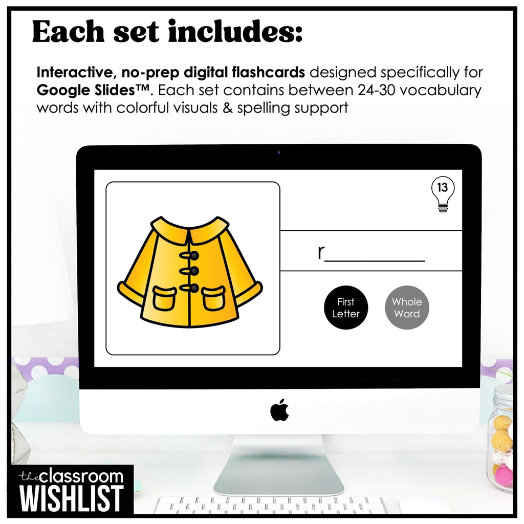 Basic English Vocabulary Digital Flashcards | ESL Bundle - Google Slides™ - Hot Chocolate Teachables