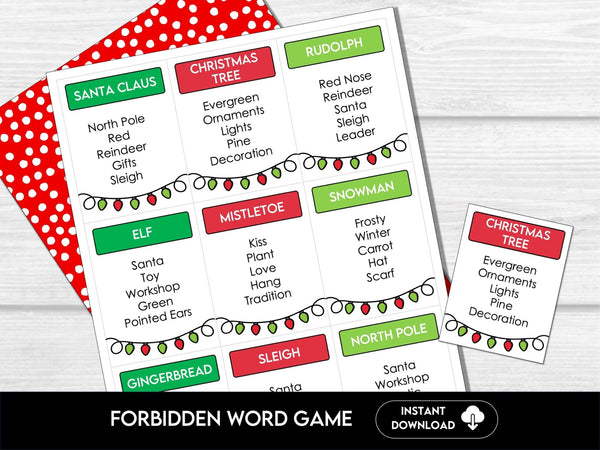 Christmas Forbidden Word Game | Holiday Guess The Word Game | Printable Christmas Party Games | Family Christmas Game, Kids & Adults - Hot Chocolate Teachables