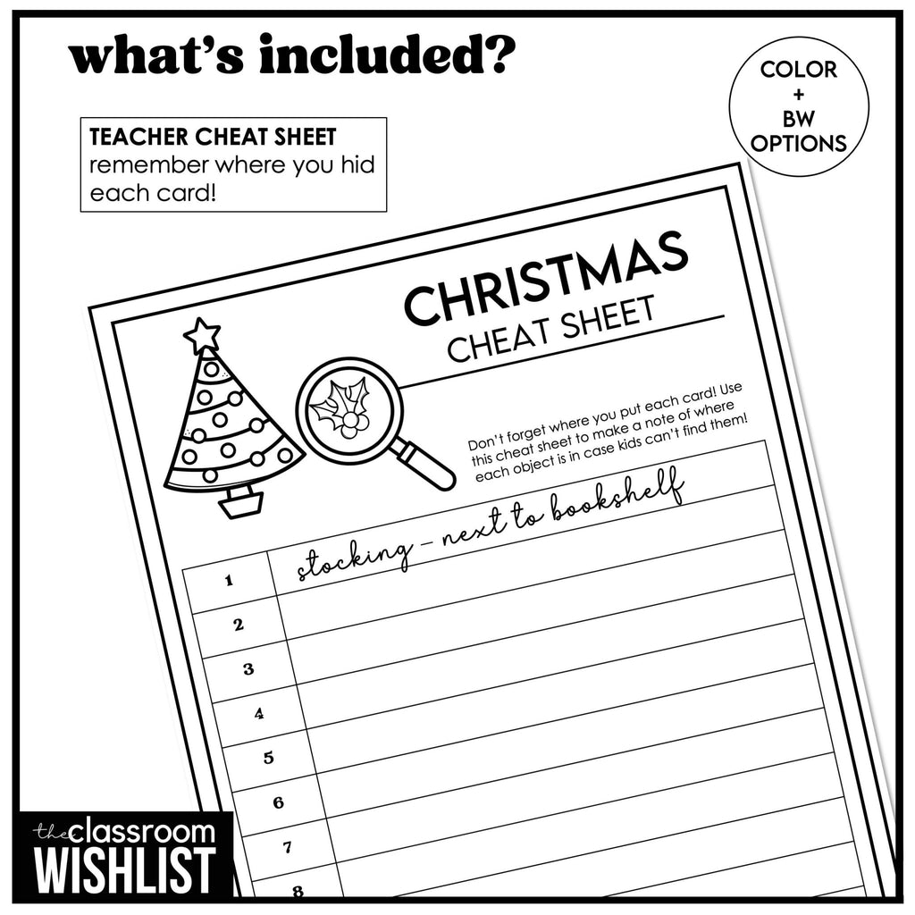 Christmas Vocabulary Picture Scavenger Hunt - Holiday Party Game with Clues - Hot Chocolate Teachables