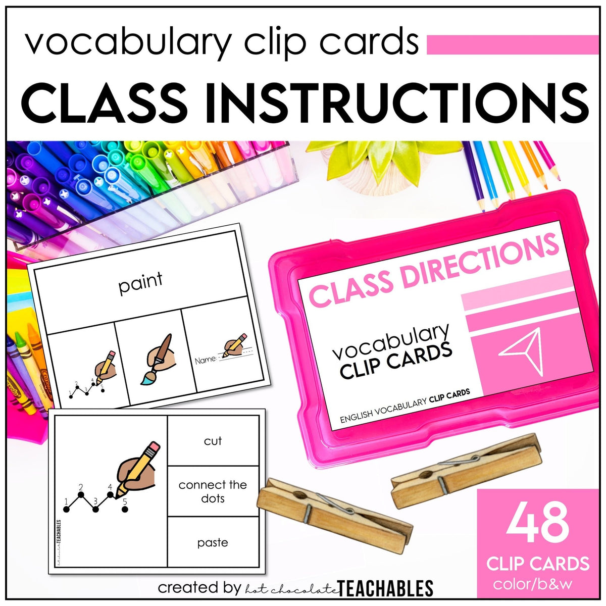 Classroom Instructions Clip Cards - Useful Vocabulary For Giving Direc 