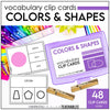 Colors and Shapes Vocabulary CLIP CARD activity task cards for ELL ESL ELD - Hot Chocolate Teachables