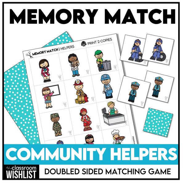 Community Helpers Memory Game | Job Vocabulary Picture Match Cards - Hot Chocolate Teachables