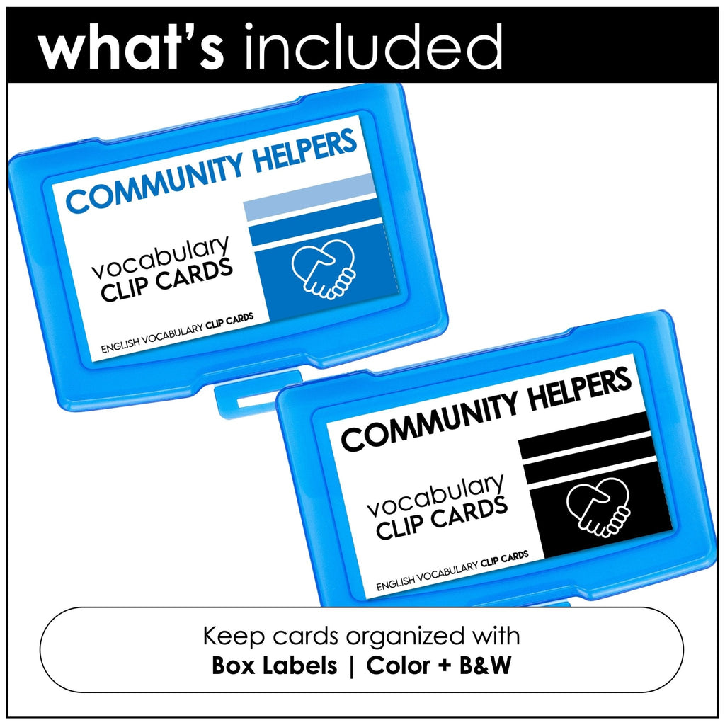 Community Helpers Vocabulary CLIP CARD activity task cards | Jobs & Careers - Hot Chocolate Teachables