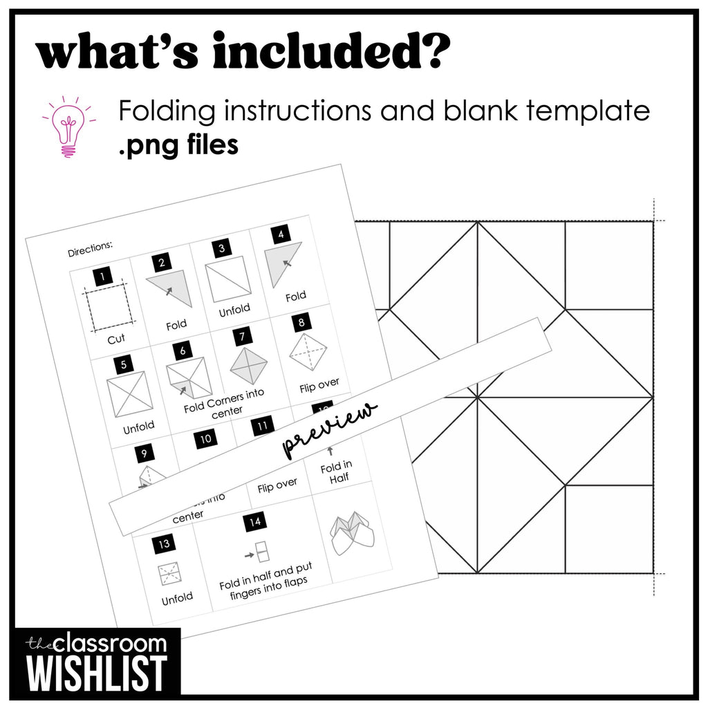 Cootie Catcher Template | Fortune Teller Editable Template | Commercial Use - Hot Chocolate Teachables