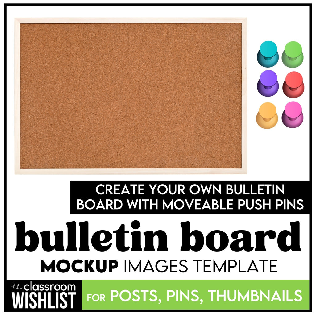 Create Your Own Bulletin Board - Mock Up with Push Pins | Add your own resources - Hot Chocolate Teachables