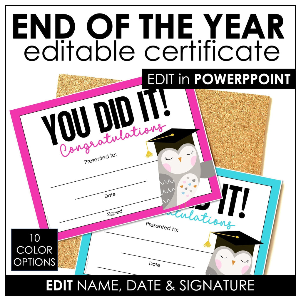 End of the Year Student Graduation Diploma for any AGE or SUBJECT | Editable - Hot Chocolate Teachables