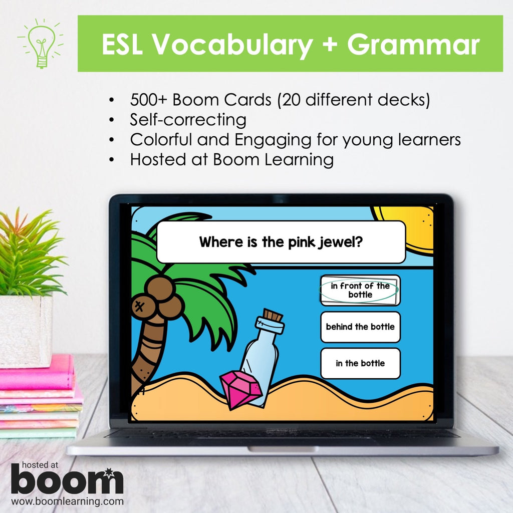 ESL Beginner - Elementary Grammar Basic Concepts Boom Card™ Bundle - Hot Chocolate Teachables