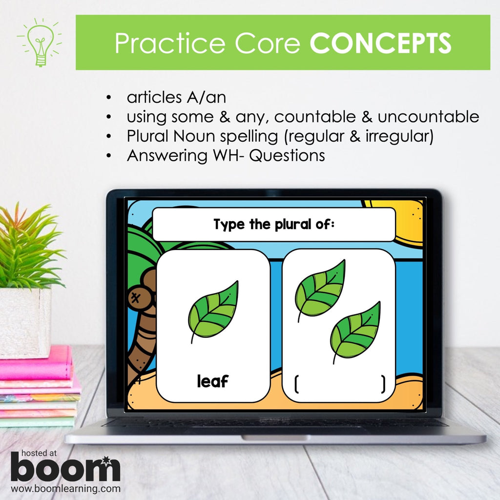 ESL Beginner - Elementary Grammar Basic Concepts Boom Card™ Bundle - Hot Chocolate Teachables