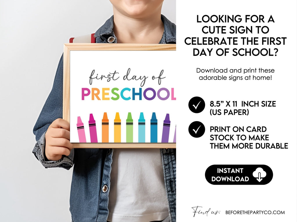 First Day Day of Preschool Sign, Back to School School Signs - Hot Chocolate Teachables