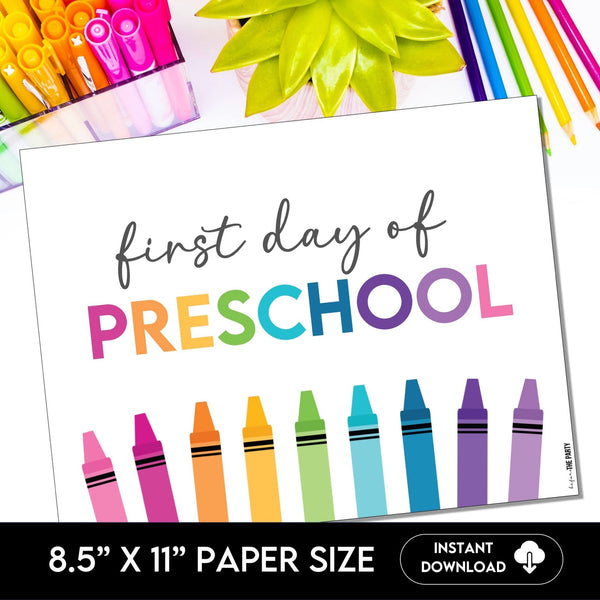 First Day Day of Preschool Sign, Back to School School Signs - Hot Chocolate Teachables