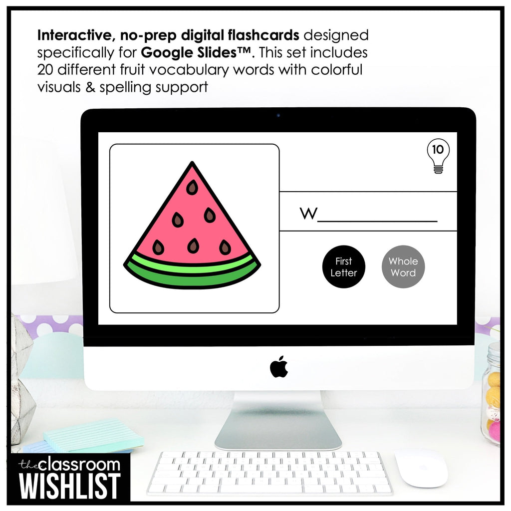 Fruit Vocabulary - Digital Flashcards & English Picture Dictionary for ESL - Hot Chocolate Teachables