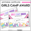 Girls Camp Awards, Summer Camp Certificate for Kids, Printable Certificate of Participation - Hot Chocolate Teachables