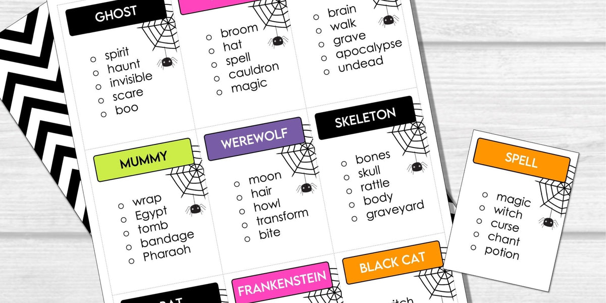 Halloween Word Game Cards Guess the Word Halloween Party Game Fami Hot Chocolate Teachables