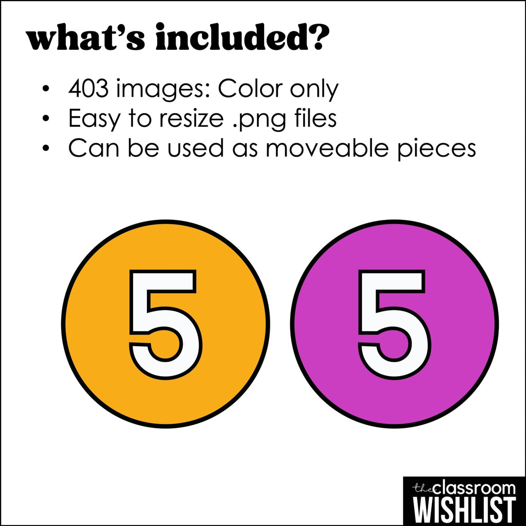 Moveable Number Images 0 - 30 | Rainbow Numbers Counting Clipart - 403 images - Hot Chocolate Teachables