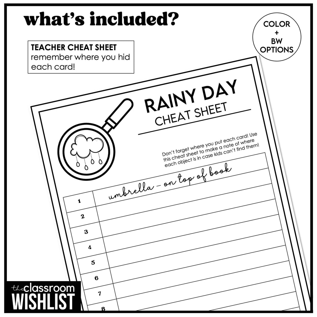 Rainy Day Indoor Class Scavenger Hunt - Object Search Game with Clues - Hot Chocolate Teachables