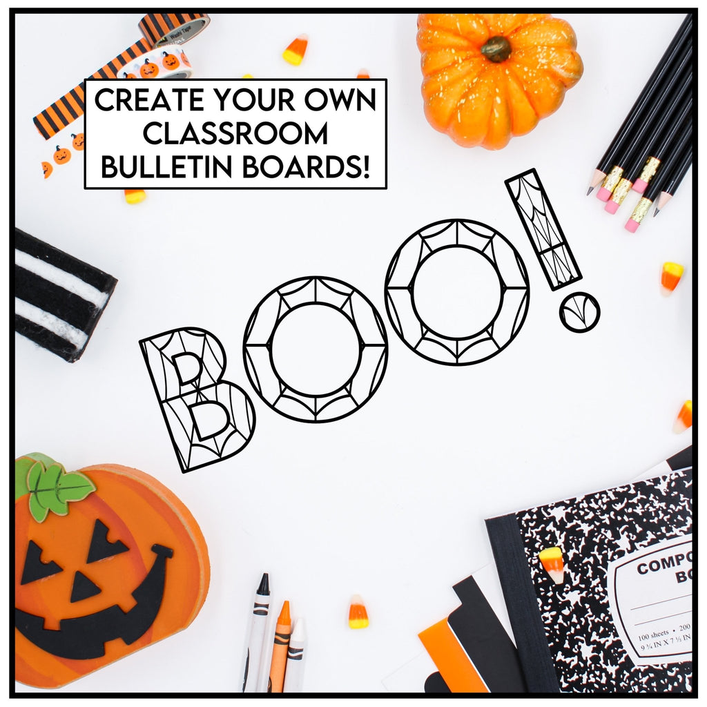 Spider Web Bulletin Board Letters - Halloween Alphabet Door Letters - Hot Chocolate Teachables