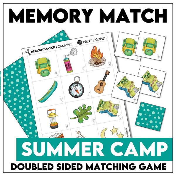 Summer Camp Vocabulary Memory Match - Hot Chocolate Teachables