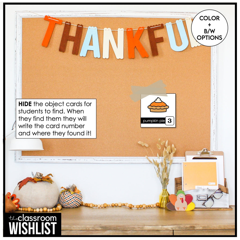 Thanksgiving Vocabulary Scavenger Hunt - Classroom Party Game with Clues - Hot Chocolate Teachables