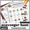 Thanksgiving Vocabulary Scavenger Hunt - Classroom Party Game with Clues - Hot Chocolate Teachables