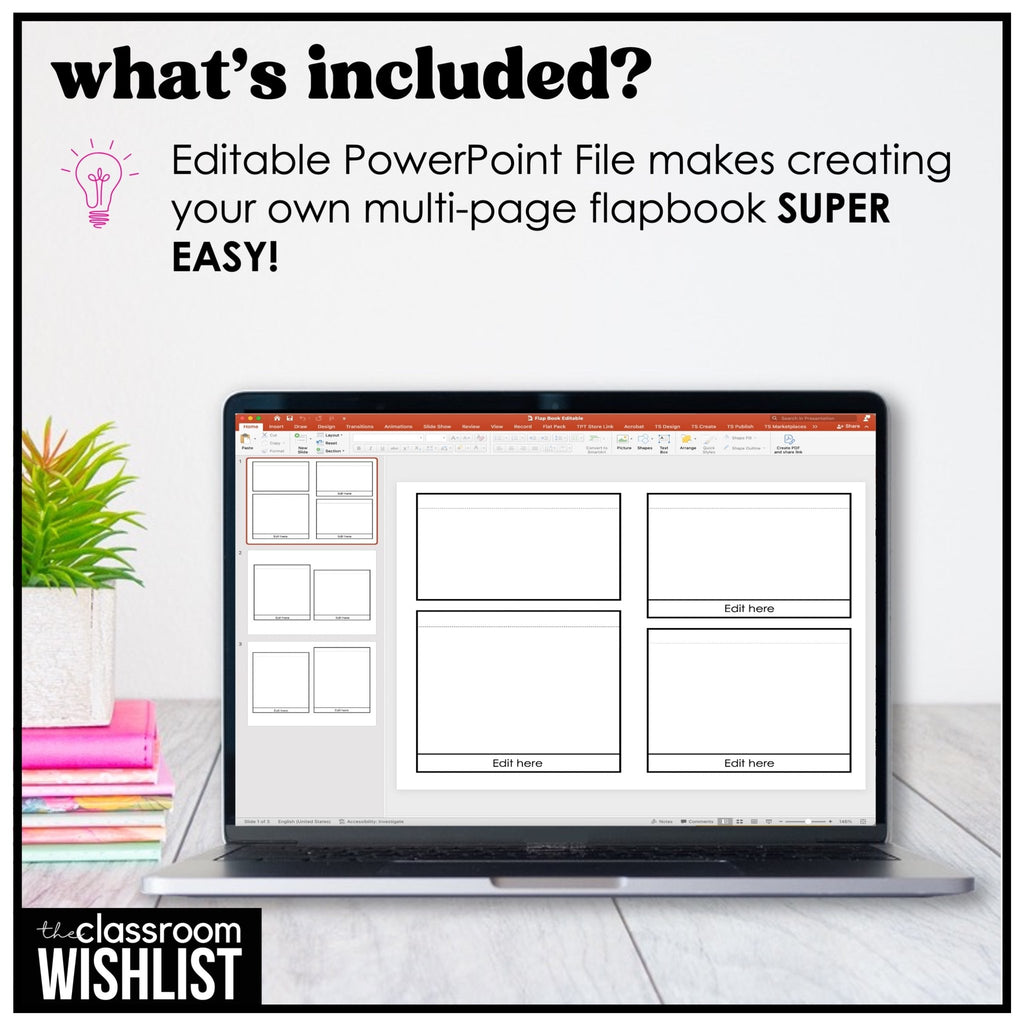 Writing Activities Flap Book Template | Blank Flip Book Editable PowerPoint - Hot Chocolate Teachables