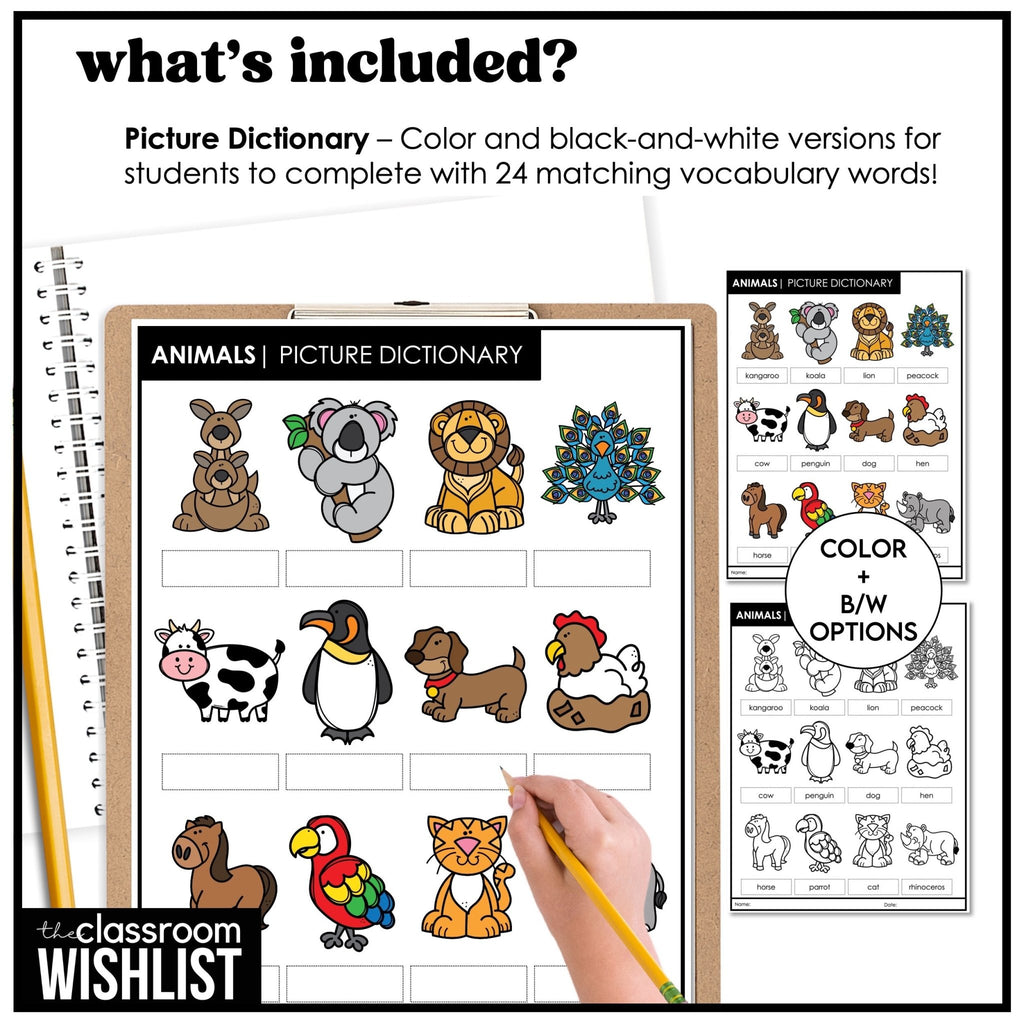 Zoo & Farm Animal Recognition Digital Flash Card & Vocabulary Picture Dictionary - Hot Chocolate Teachables