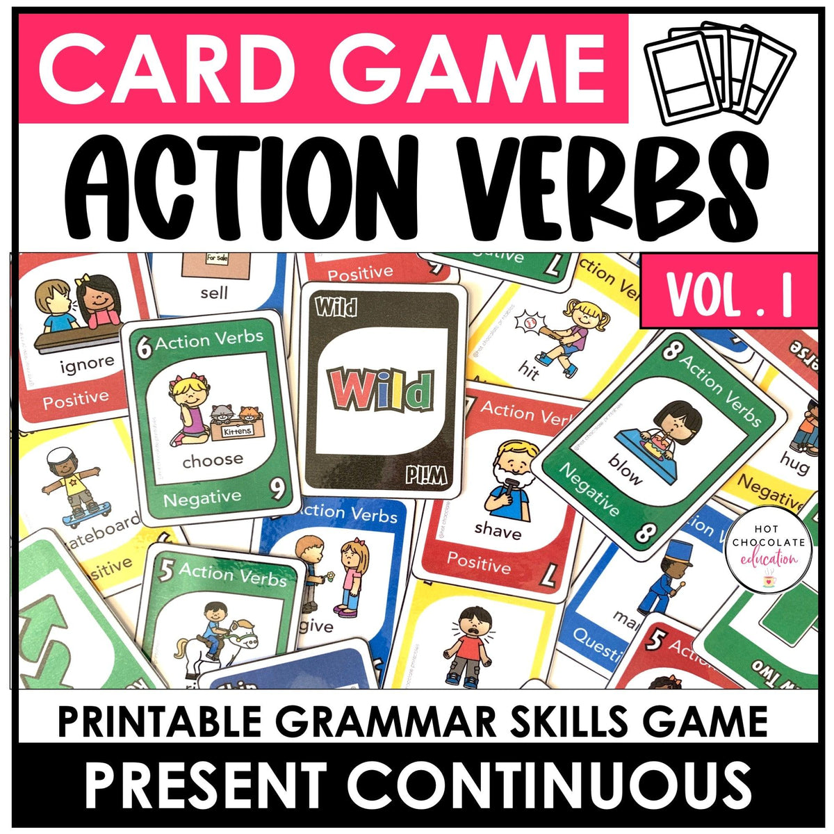 Action Verb Card Game : Present Continuous Tense - Volume 1 – Hot Chocolate  Teachables