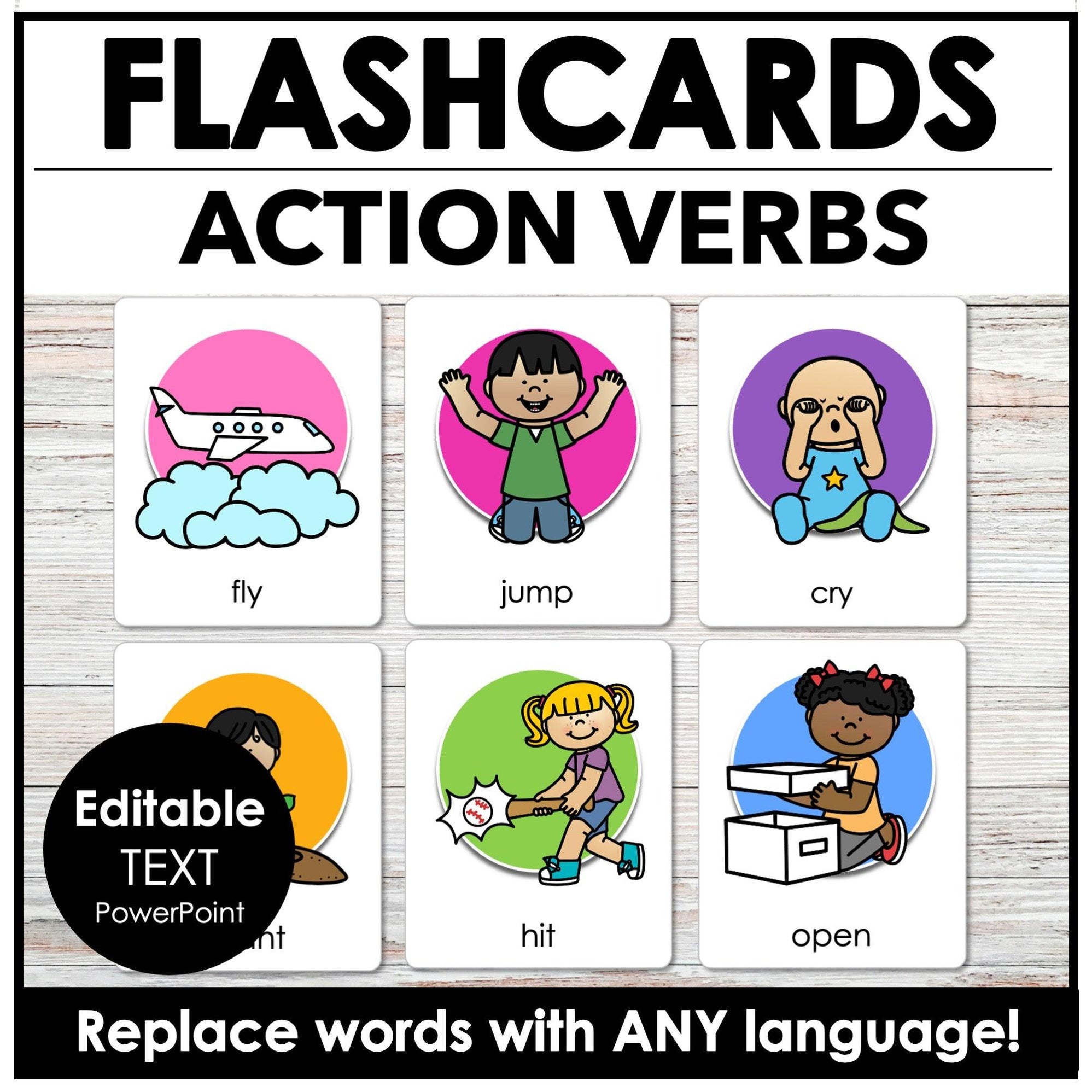 Action Verbs Flashcards | Editable ESL Verb Activity Cards – Hot ...