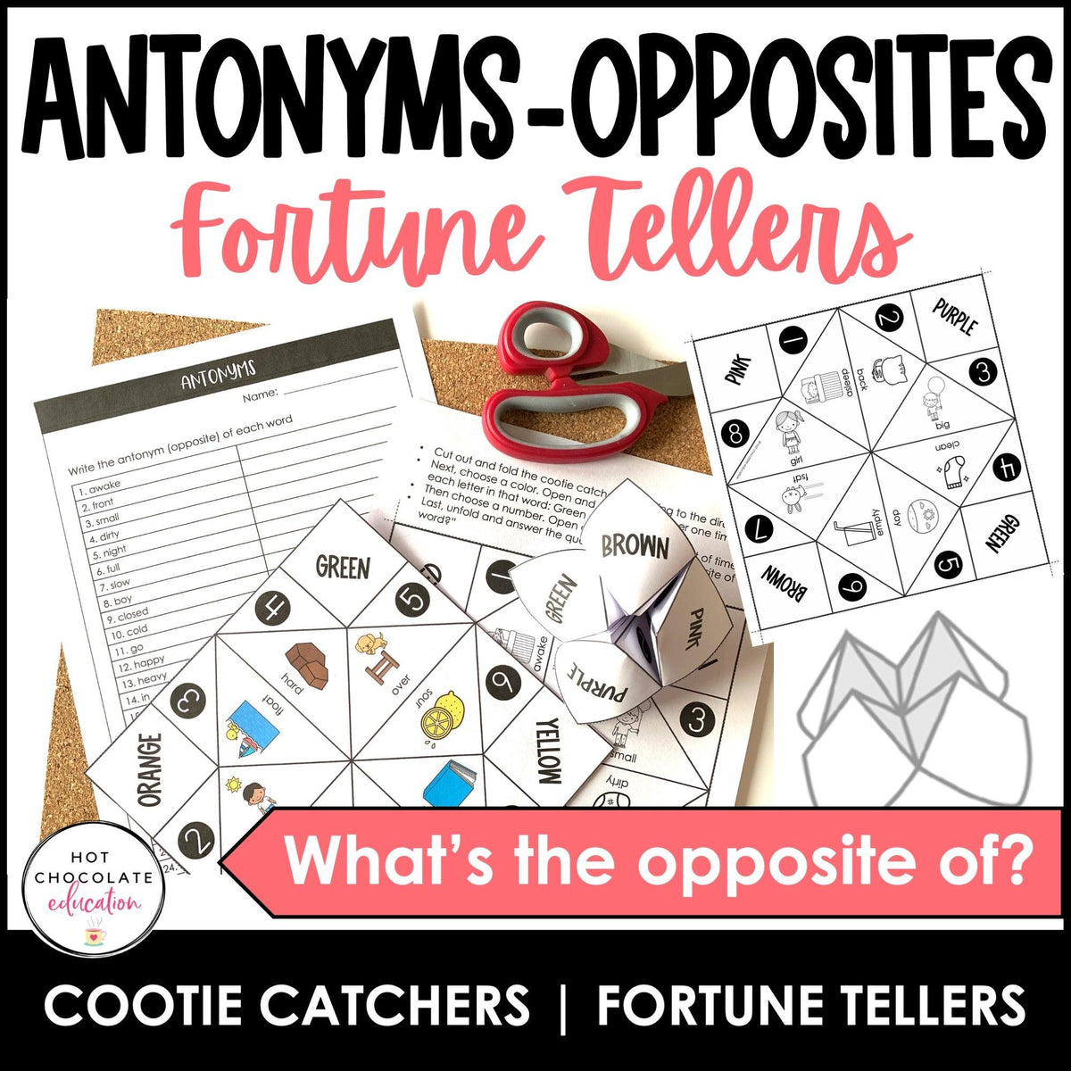 Antonyms Activity Cootie Catcher - Opposites Game – Hot Chocolate ...