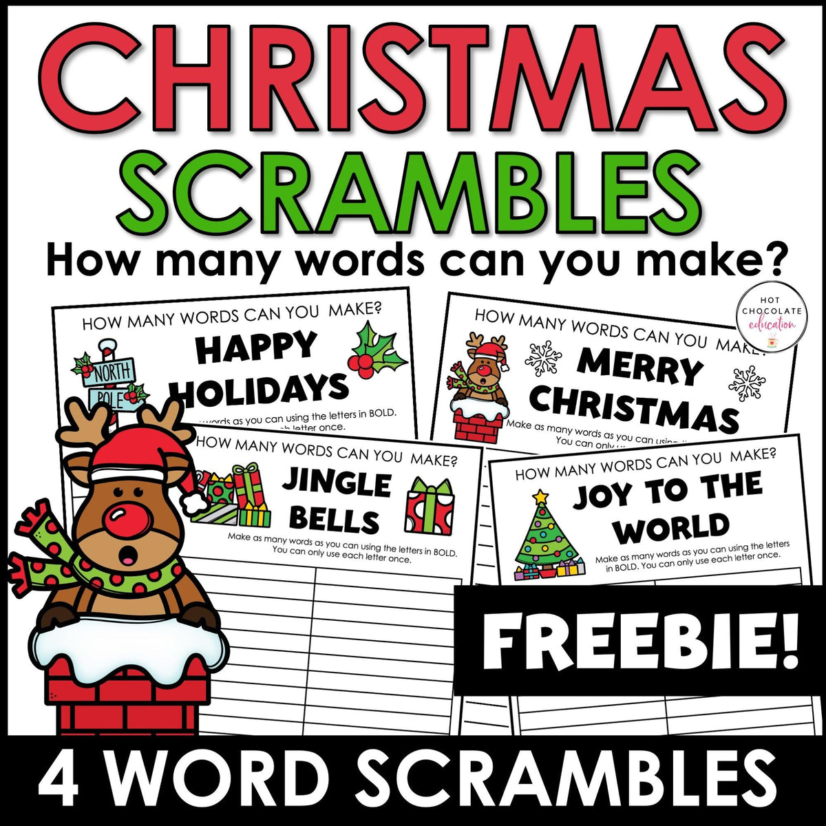 Christmas Word Scramble: Countless Word Making Fun! – Hot Chocolate  Teachables