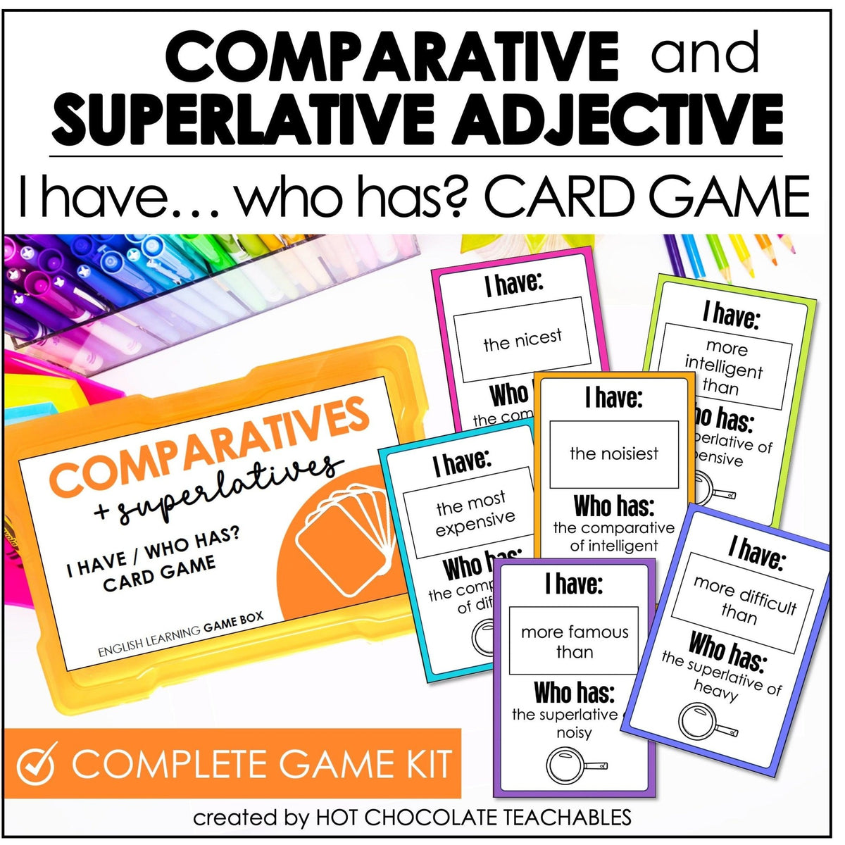 Comparative and Superlative Adjectives: Card Game – Hot Chocolate ...