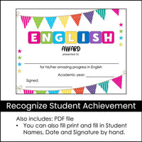 End of Year English Award Certificate - Editable Template – Hot ...