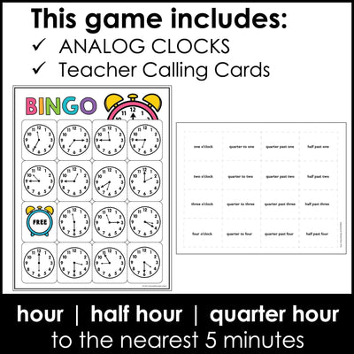 ESL Game : Telling Time Bingo (To the nearest 5 minutes) – Hot ...