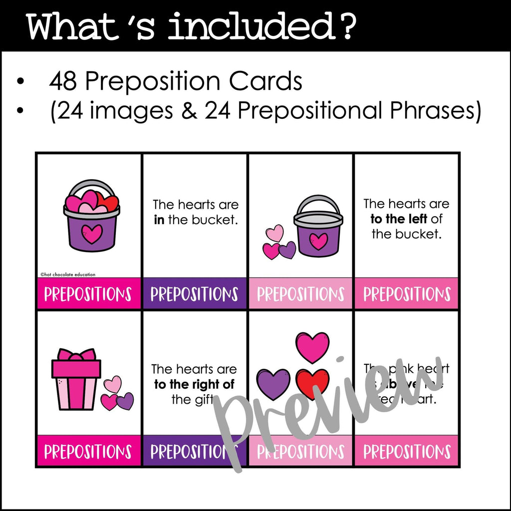 Valentine's Day Prepositions Card Match - ESL Vocabulary – Hot ...