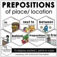 ESL Prepositions of Place Posters - Word Wall Display – Hot Chocolate ...