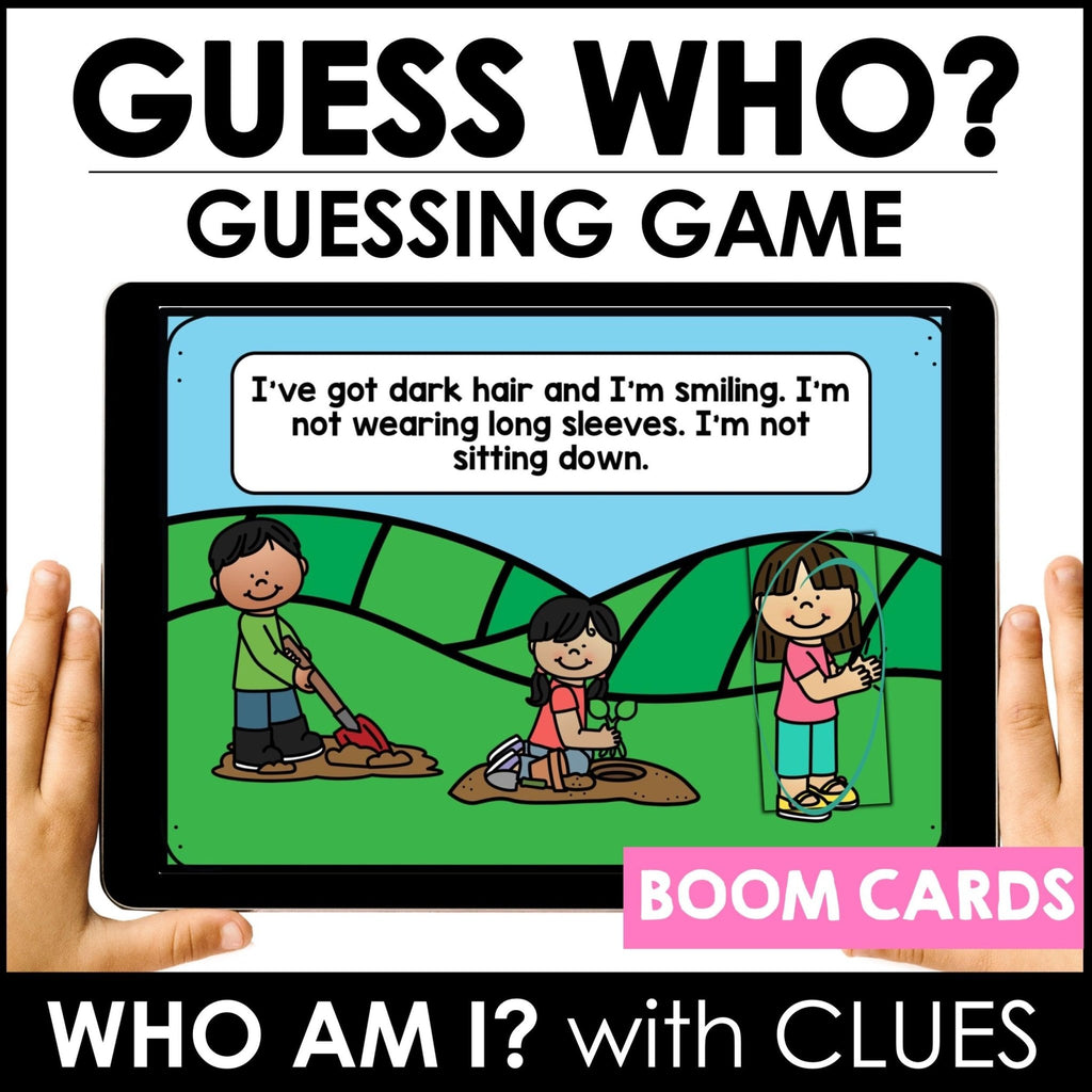 Guess Who? Describing People - Interactive Digital Boom Card - Hot Chocolate Teachables