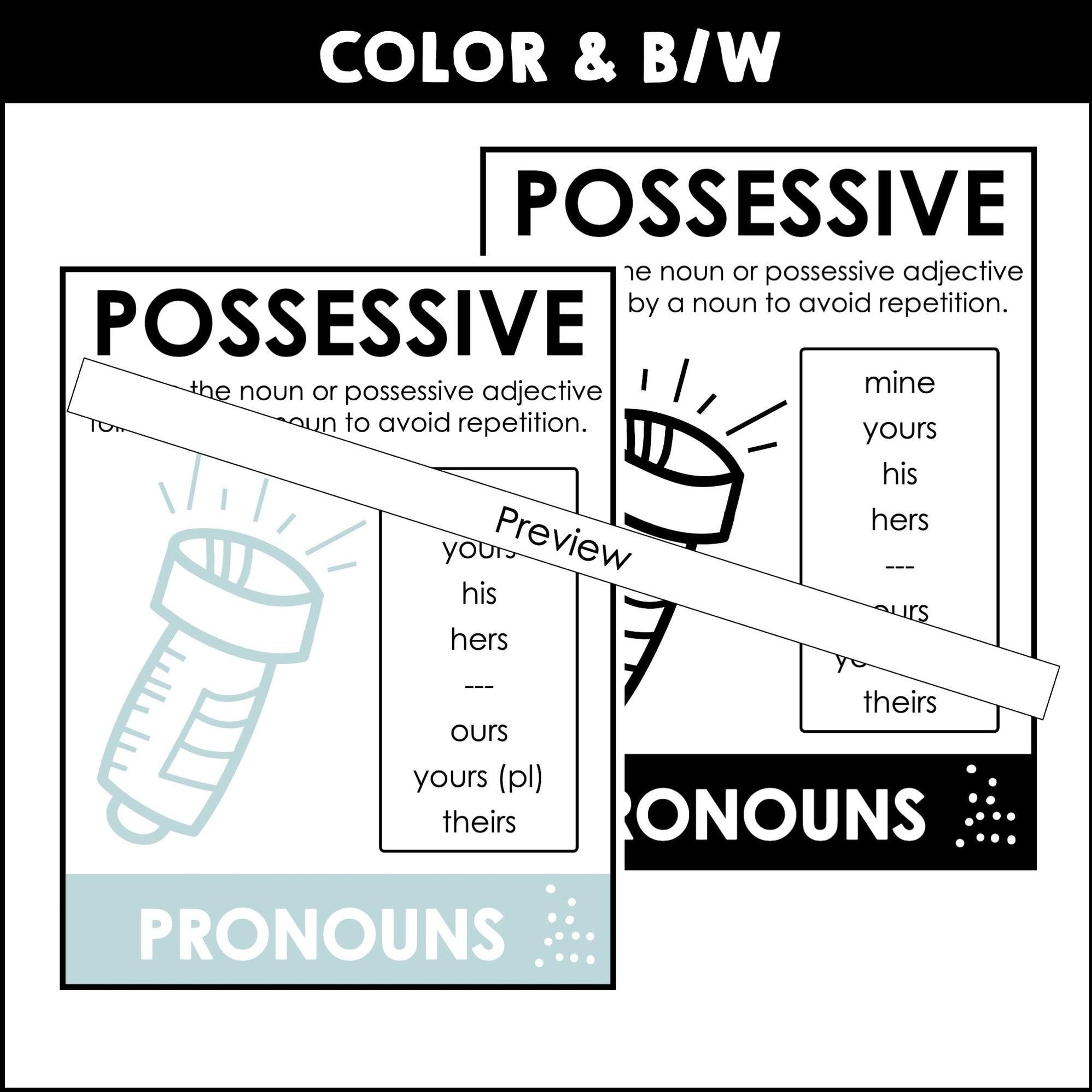 Pronoun Posters Bulletin Board | Subject-Object-Possessive – Hot ...