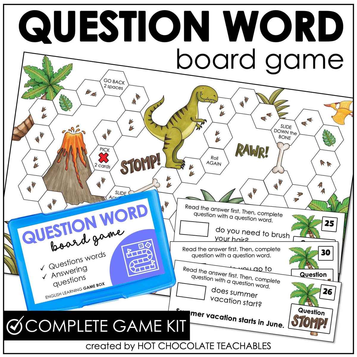 Question Board Game: What Where Why When Where – Hot Chocolate Teachables