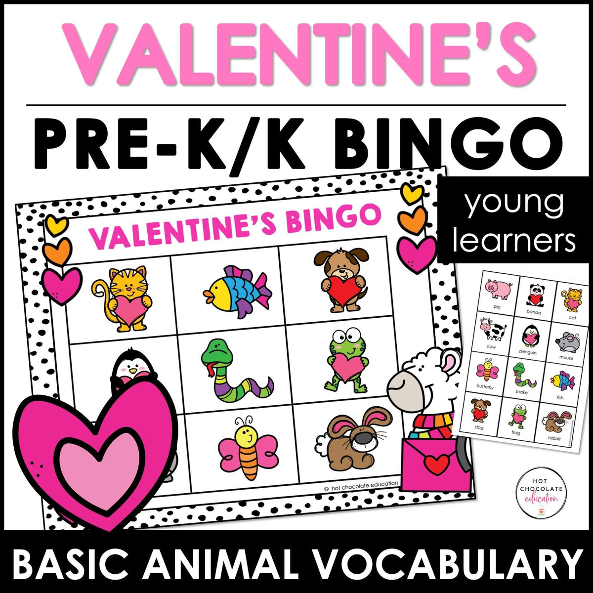 Pet Bingo Game, Vocabulary Words